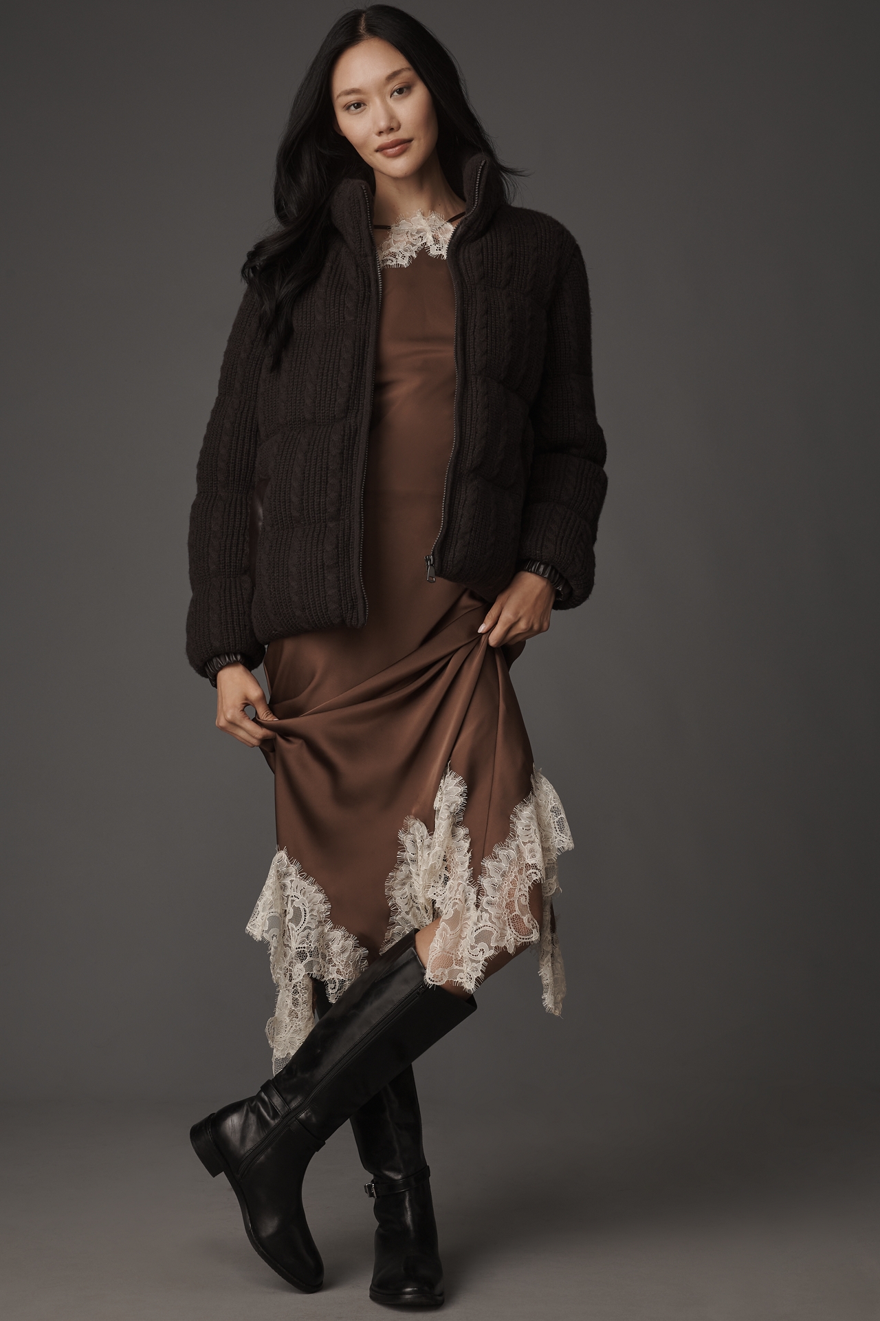 NVLT Sweater Knit Puffer Jacket
