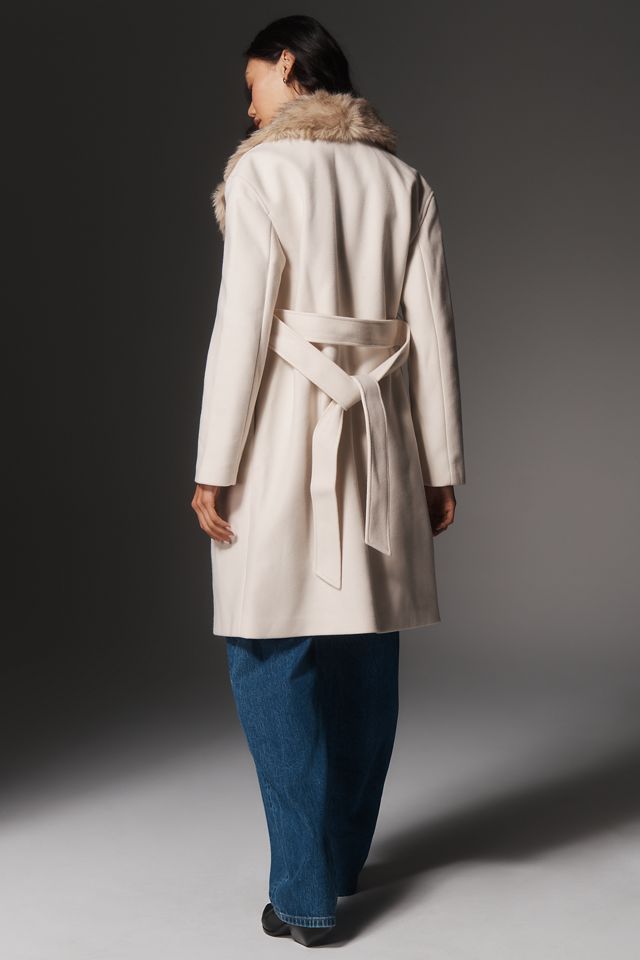 Ellen Tracy Faux Fur Collar Wrap Coat #2