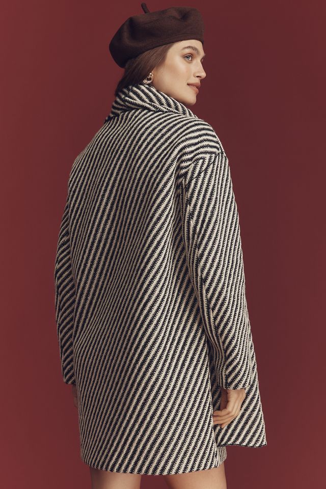 Ellen Tracy Striped Scarf Wrap Coat #1