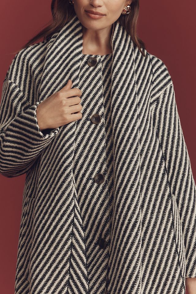 Ellen Tracy Striped Scarf Wrap Coat #2