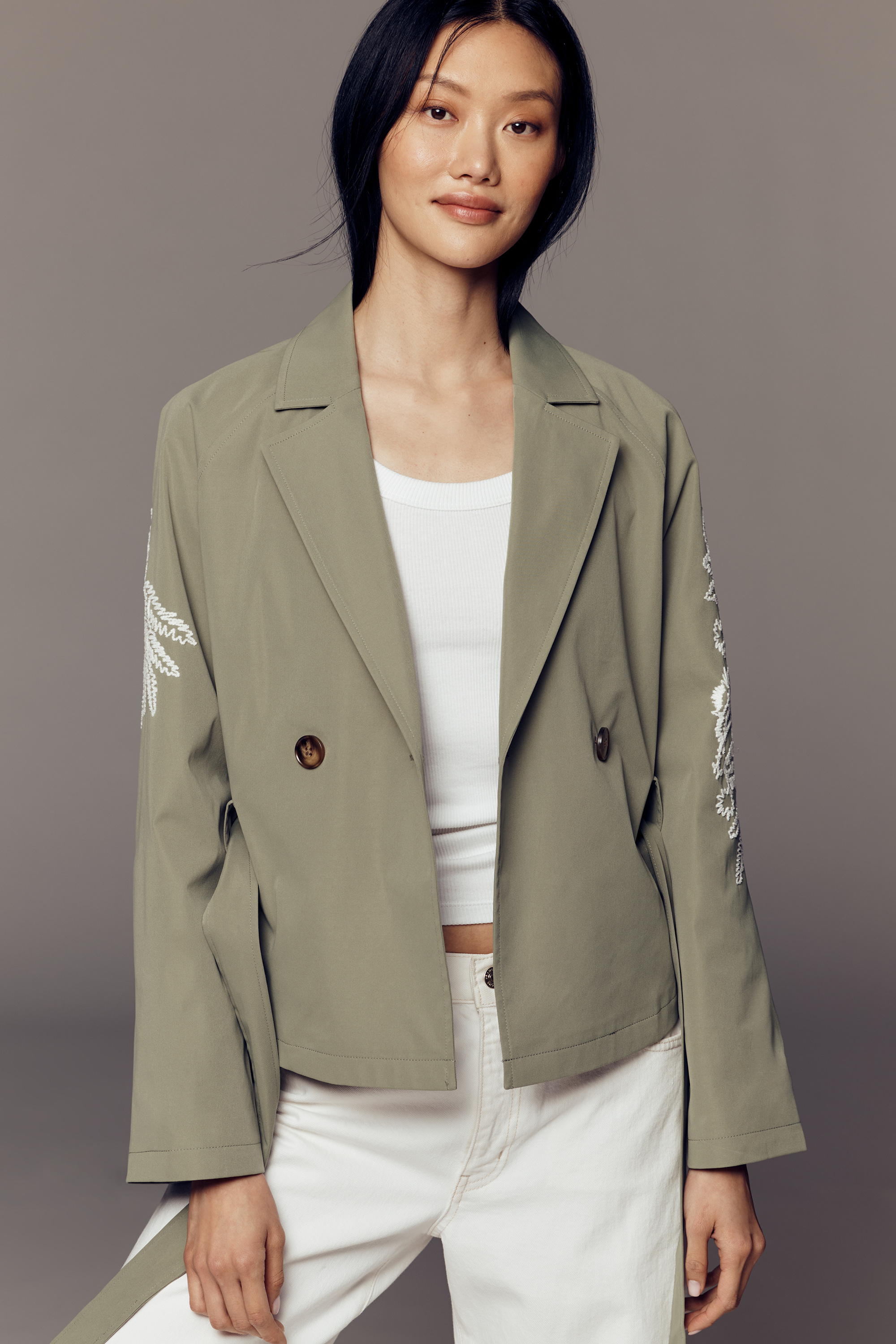 Crop Embroidered Jacket - Image 1