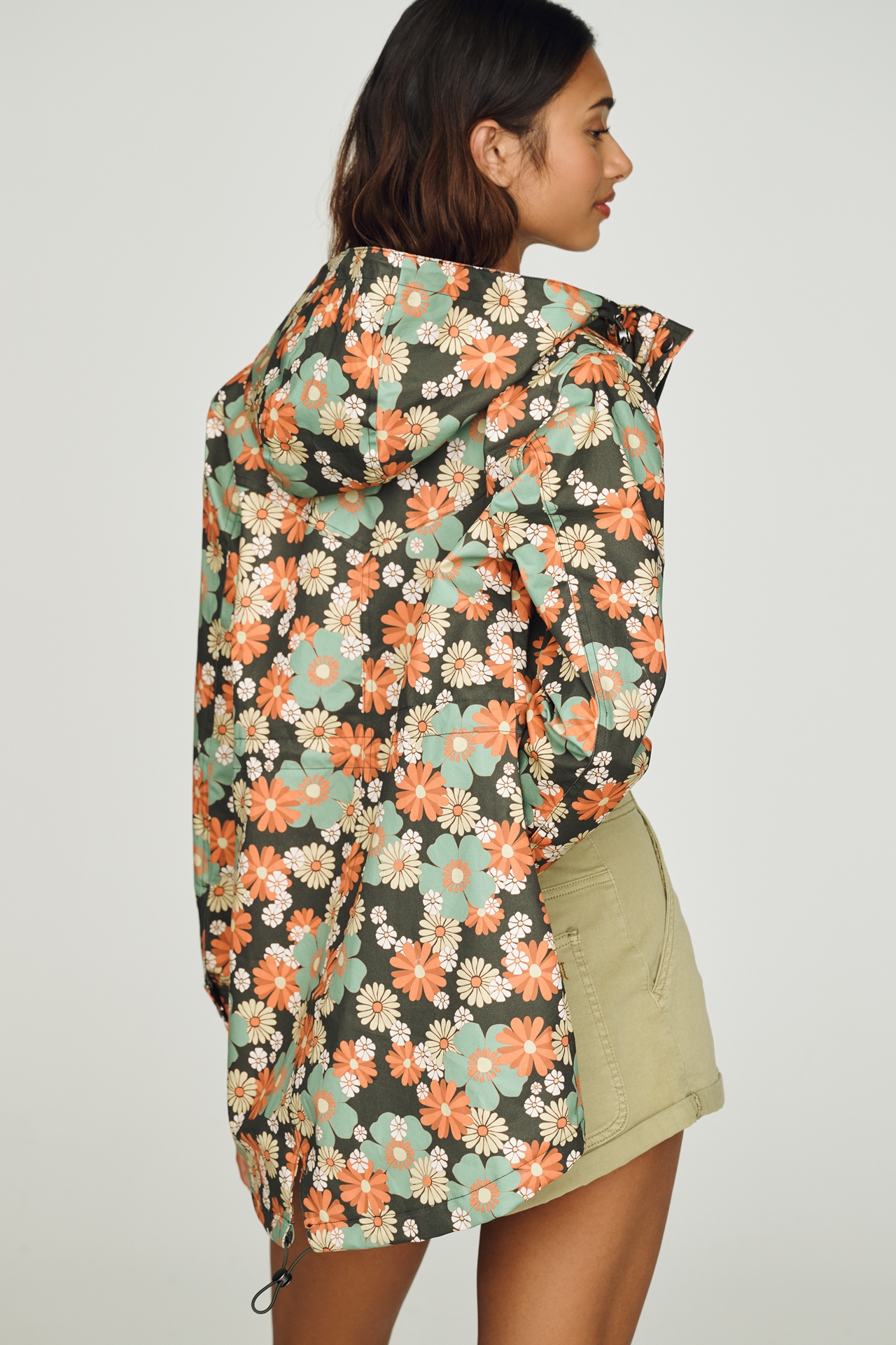NVLT Cotton Hooded Floral Rain Coat