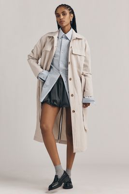 Badgley Mischka Yolanda Quilted Faux-Leather Trench Coat