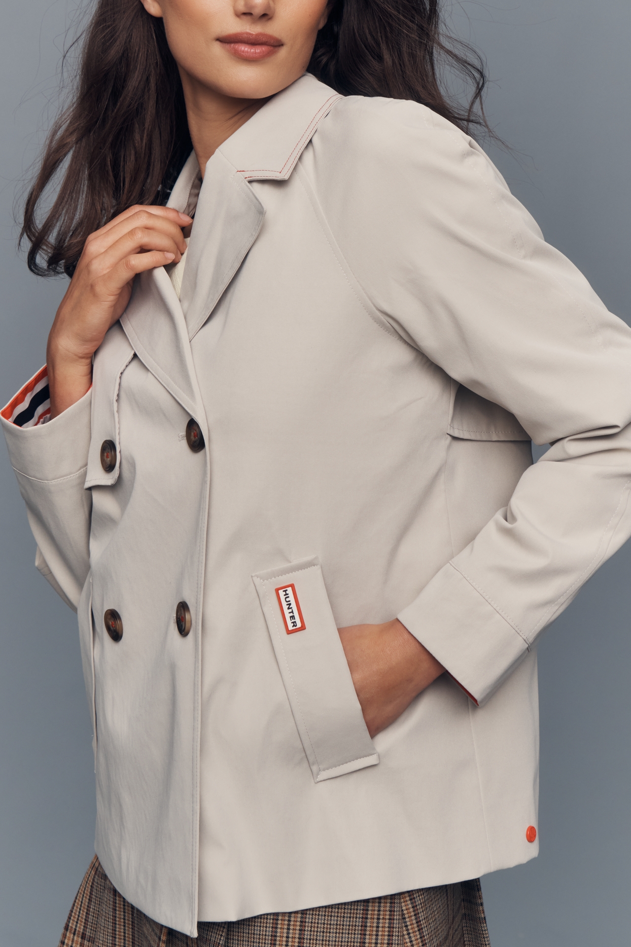 Hunter Tina Striped Double-Breasted Trench Coat