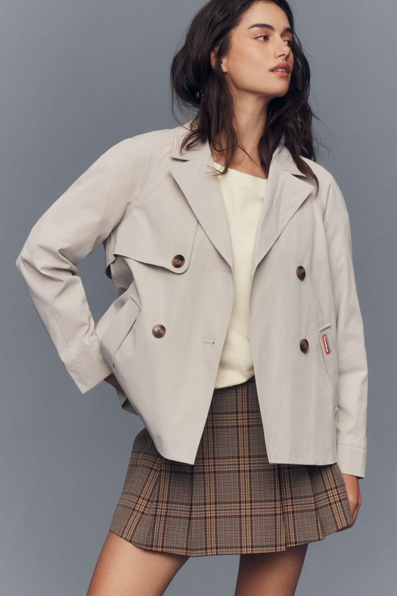 Hunter Tina Striped Double-Breasted Trench Coat