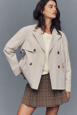 Hunter Tina Striped Double-Breasted Trench Coat