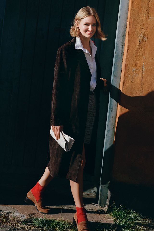 NVLT Rachael Suede Longline Coat #1
