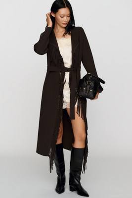 NVLT Fringe Belted Coatigan by Anthropologie
