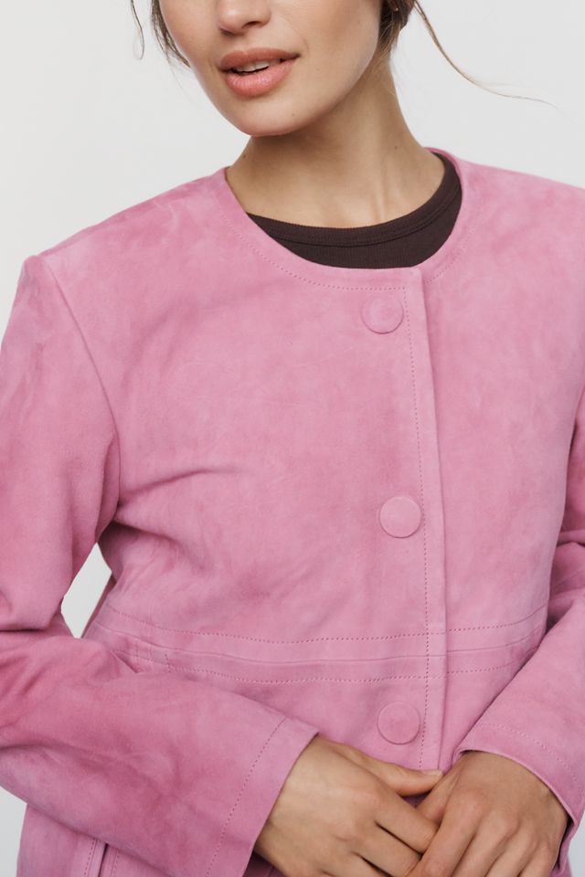 Maeve Suede Collarless Coat #1