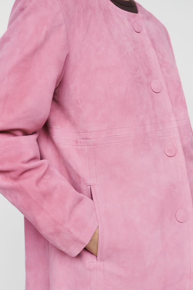 Maeve Suede Collarless Coat #3