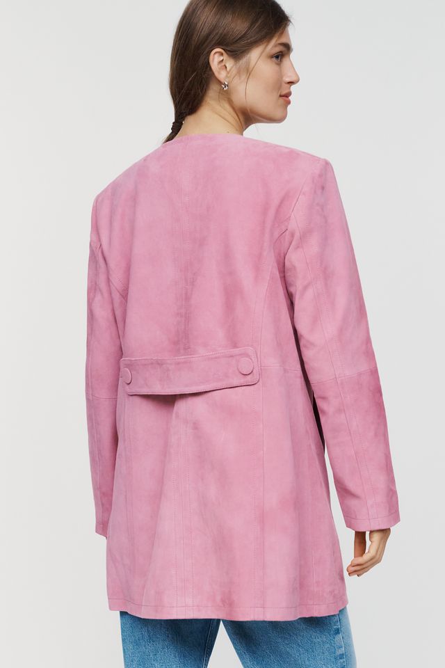 Maeve Suede Collarless Coat #4