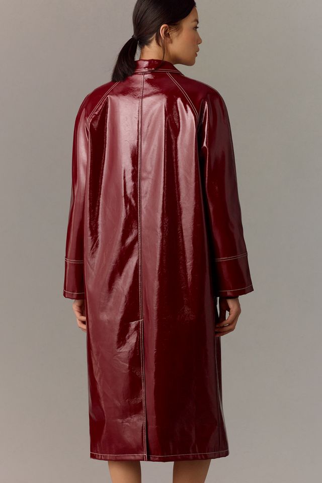 By Anthropologie Patent Faux-Leather Trench Coat #2