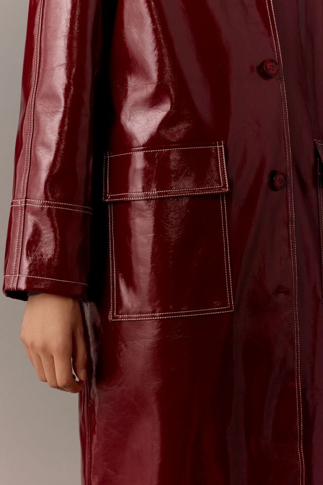 By Anthropologie Patent Faux-Leather Trench Coat #4