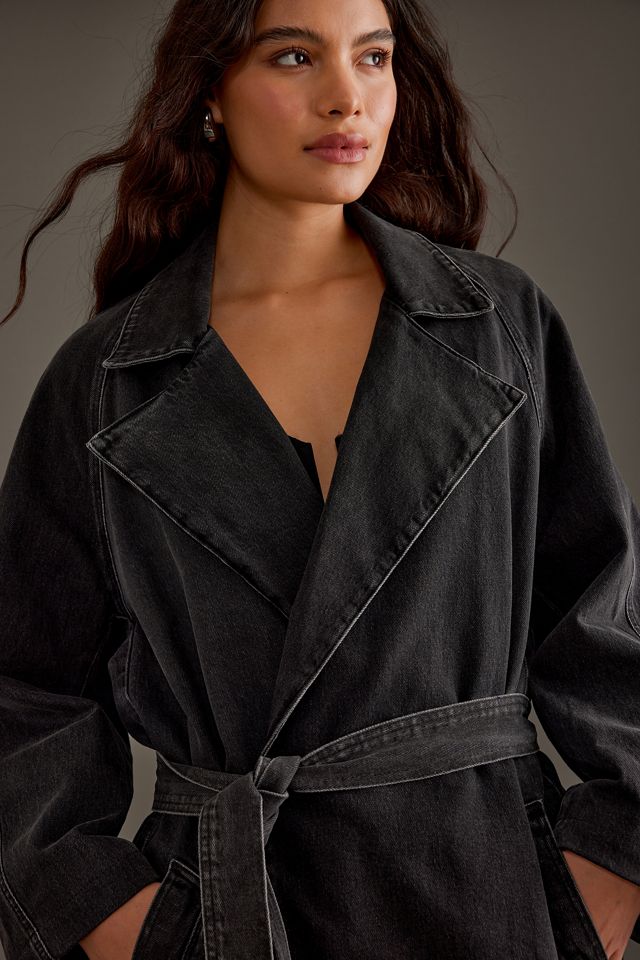 Good American Uniform Tie-Up Denim Trench Coat #2