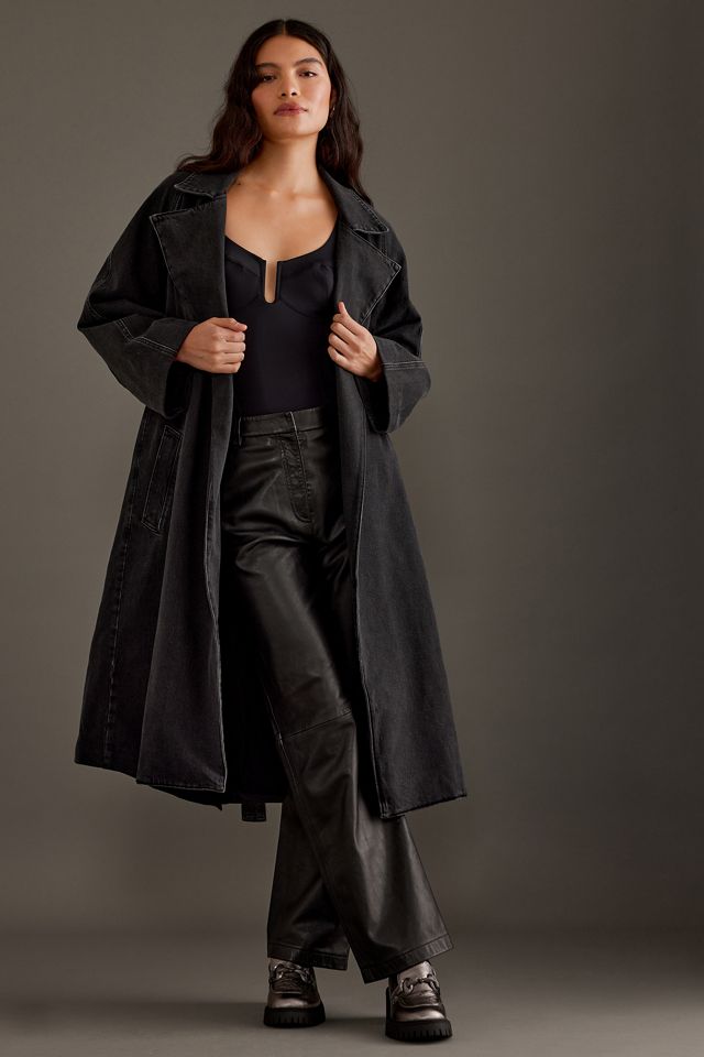 Good American Uniform Tie-Up Denim Trench Coat #4