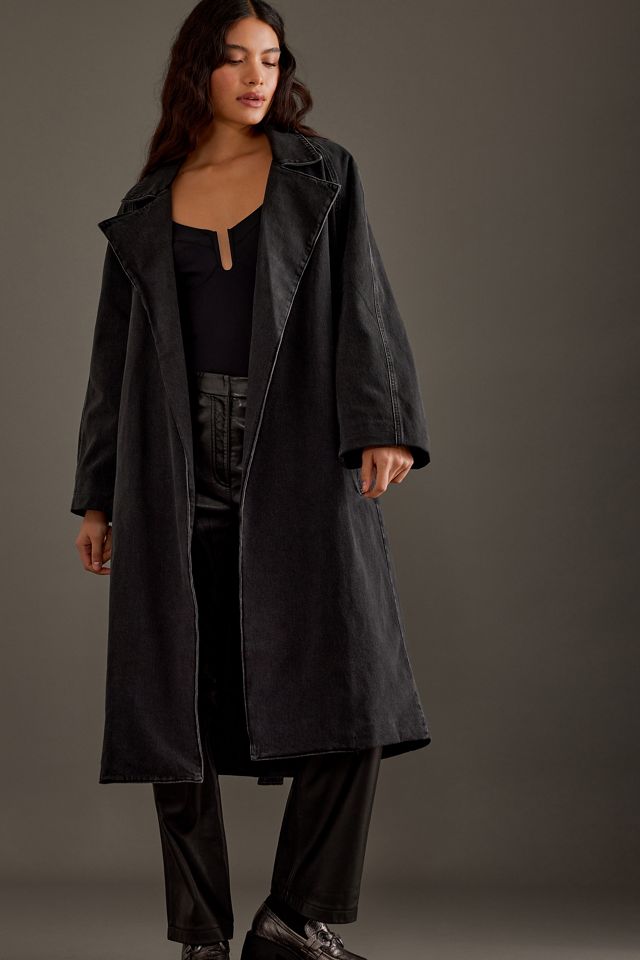 Good American Uniform Tie-Up Denim Trench Coat #1