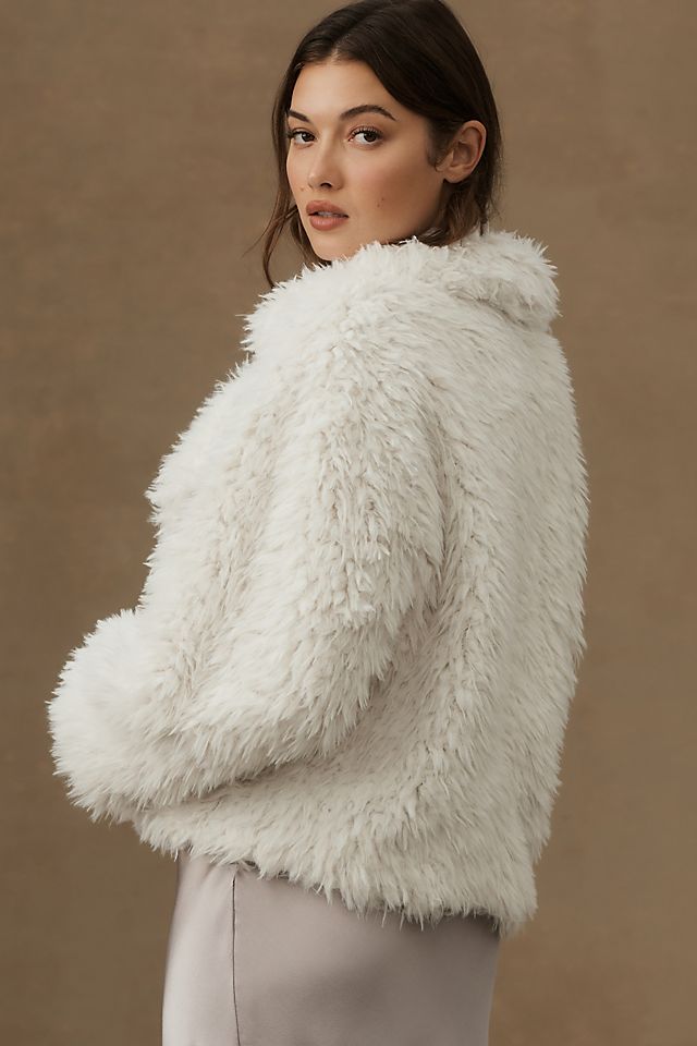 Faux Fur Jacket by Anthropologie in White, Women's, Size: Medium