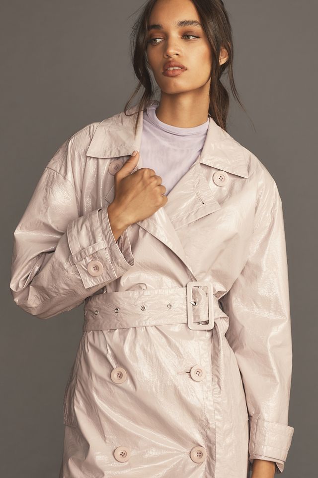 Maeve Patent Faux Leather Trench Coat #2