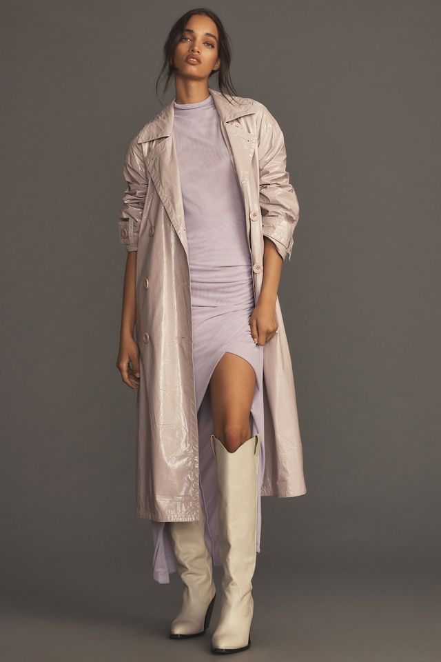 Maeve Patent Faux Leather Trench Coat #1