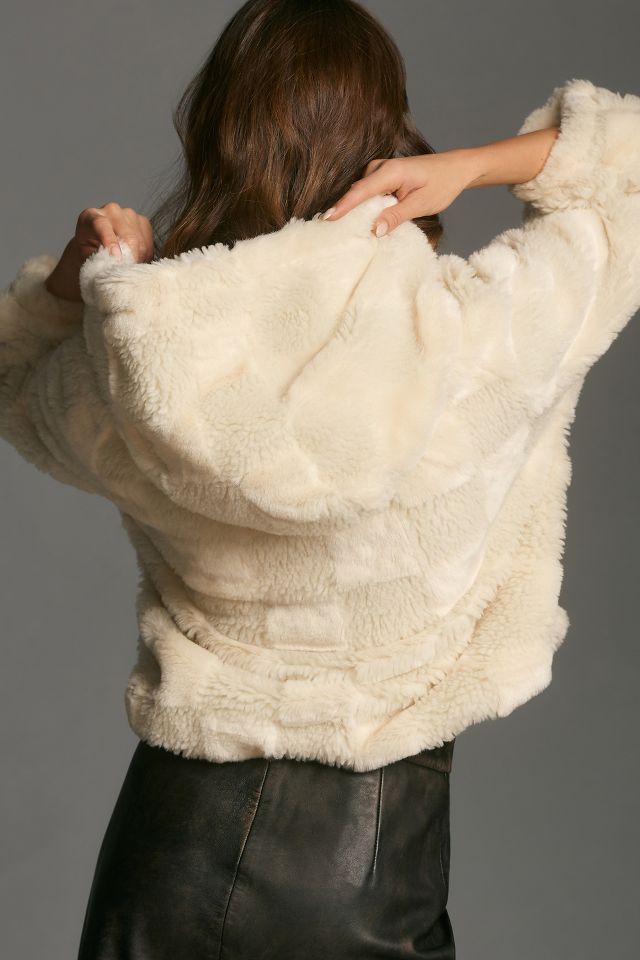 Cropped faux fur on sale hoodie