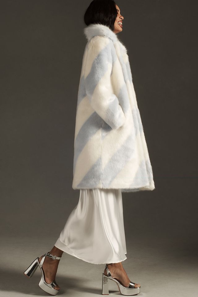 Maeve Faux Fur Stripe Coat #2