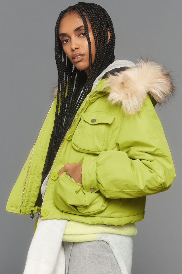 By Anthropologie Cropped Hooded Puffer Coat