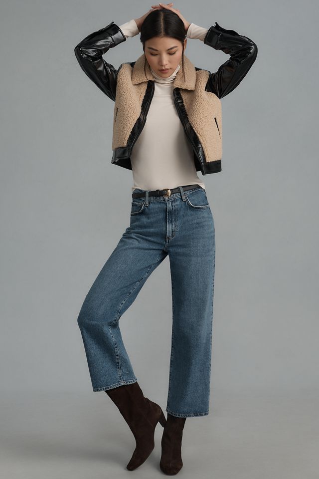 Maeve Faux-Leather Sherpa Cropped Jacket #3