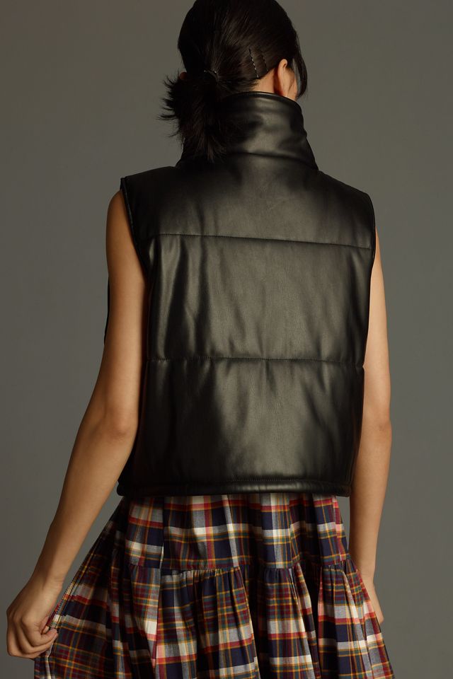 By Anthropologie Faux-Leather Puffer Vest #1