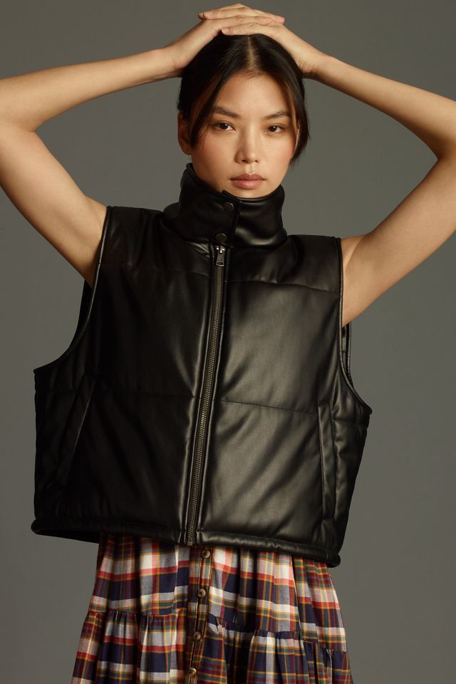 By Anthropologie Faux-Leather Puffer Vest #2