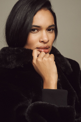 thumbnail image 2 of Women Winter Faux Fur Coats 2025 Lapel Bubble Cropped Jackets 2 of 13