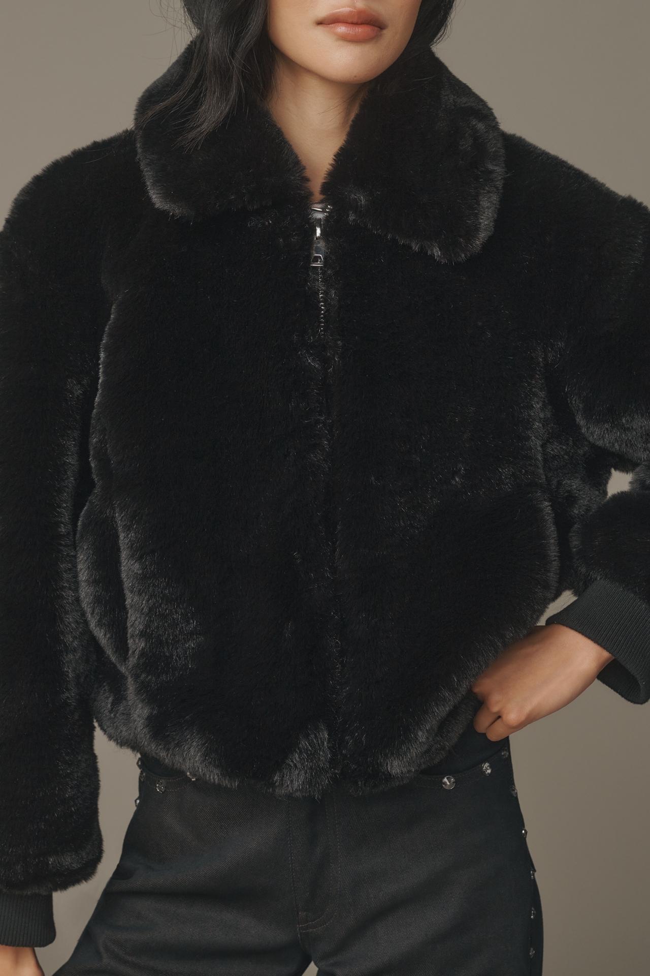 Maeve Crop Faux-Fur Coat