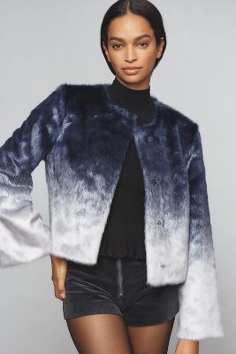 Anthropologie orders Maeve Faux Fur Patent Trim Coat