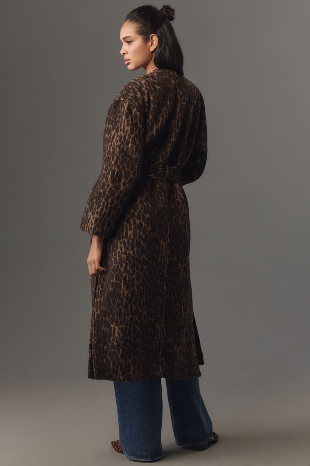 By Anthropologie Long Printed Tie-Front Coat #1