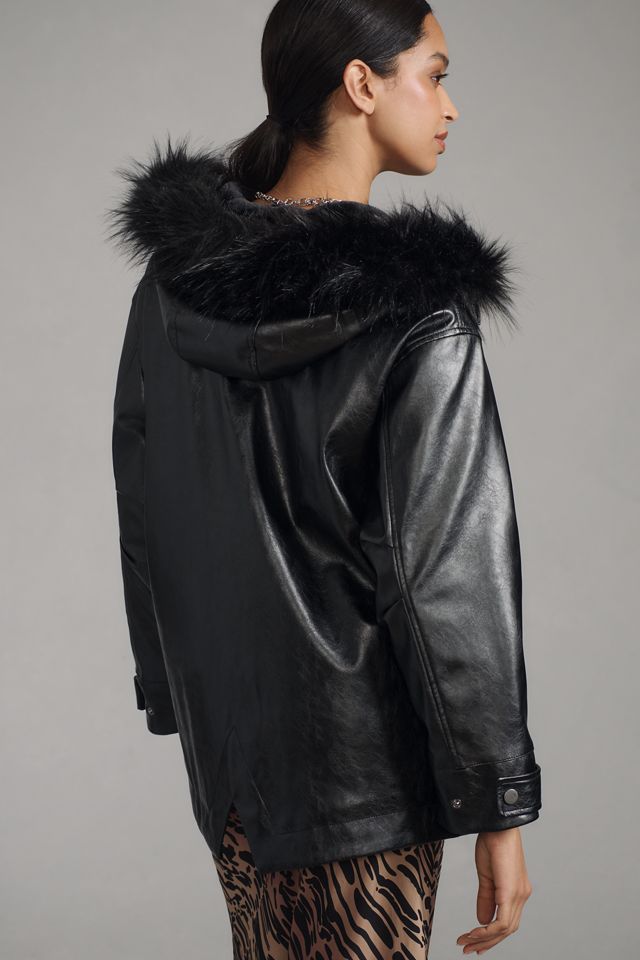 Pilcro Faux-Leather Hooded Jacket #1