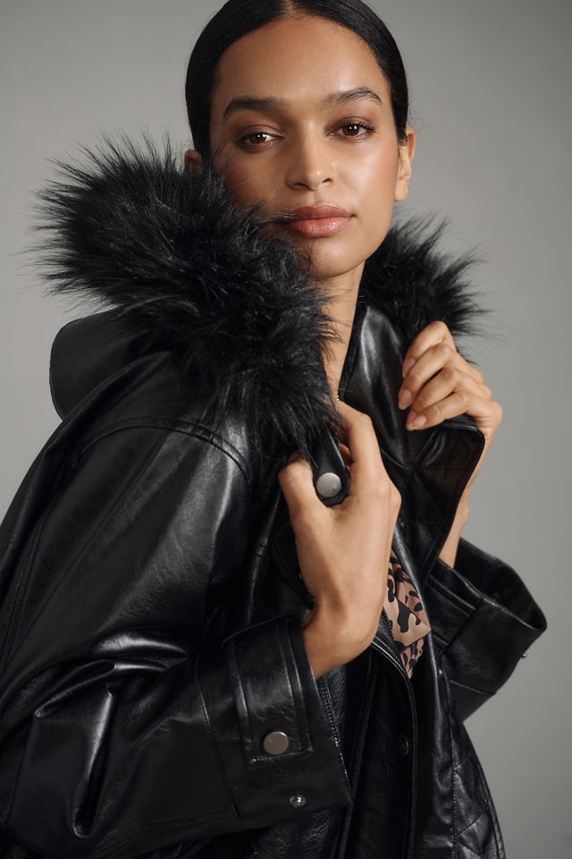 Pilcro Faux-Leather Hooded Jacket #2