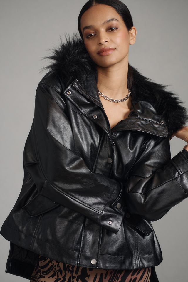 Pilcro Faux-Leather Hooded Jacket #3