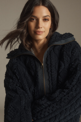 PILCRO TEXTURED FAUX-FUR JACKET 