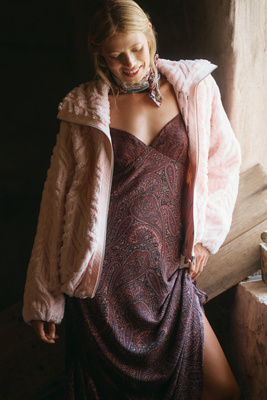 Pilcro Textured Faux-fur Jacket In Pink