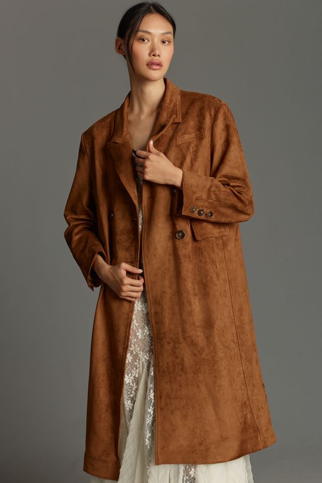 By Anthropologie Faux-Suede Trench Coat #2