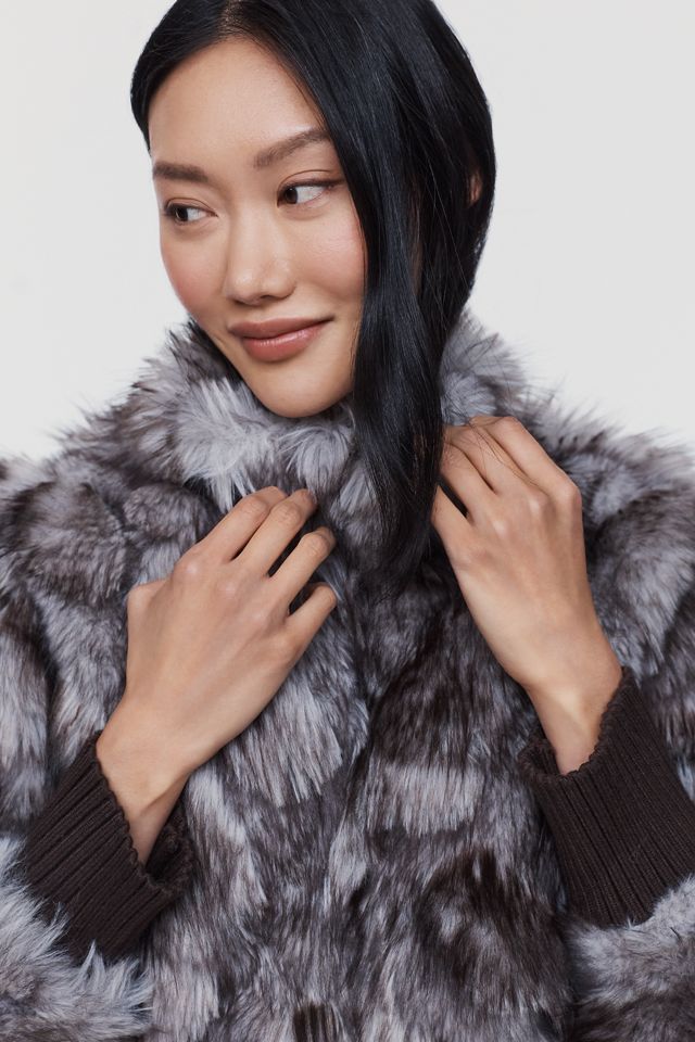Maeve Faux-Fur Cropped Jacket #1