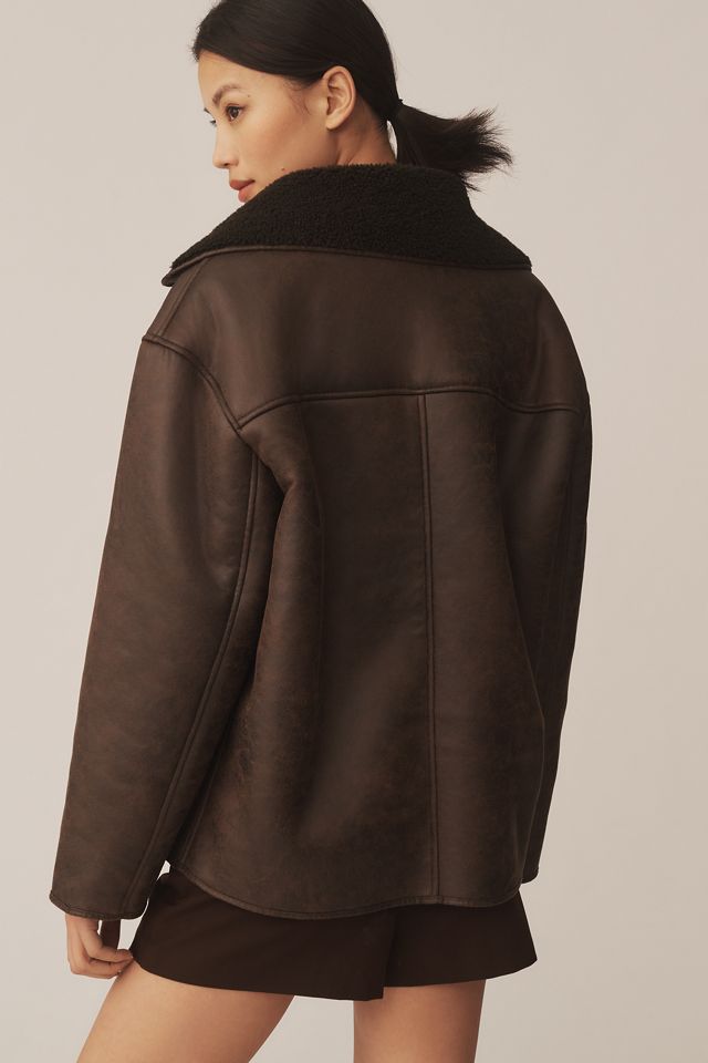 Pilcro Faux-Shearling Cocoon Coat #1