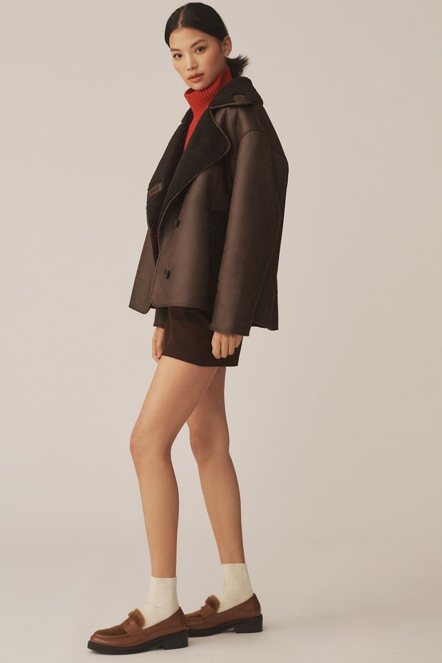 Pilcro Faux-Shearling Cocoon Coat #3