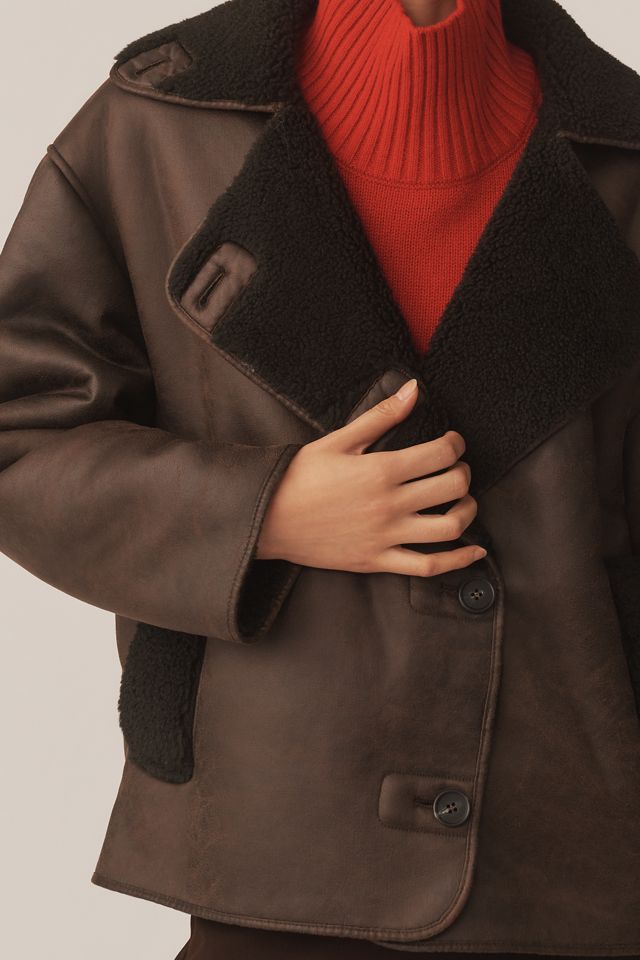 Pilcro Faux-Shearling Cocoon Coat #4