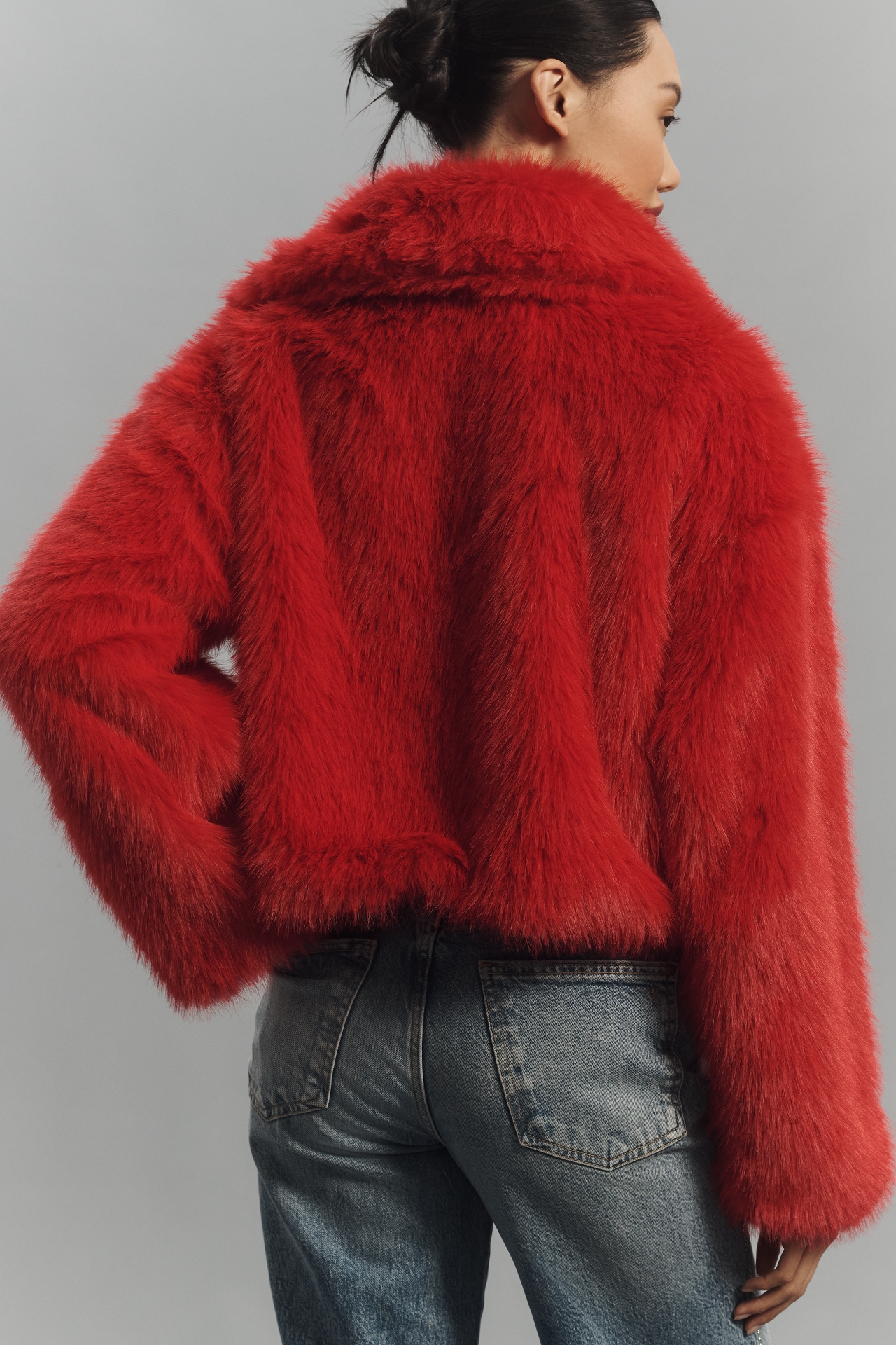 Maeve Faux-Fur Cropped Jacket