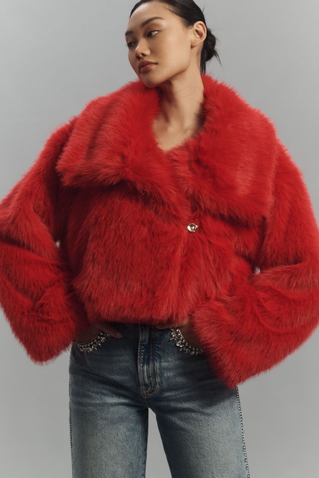 Maeve Faux-Fur Cropped Jacket #2