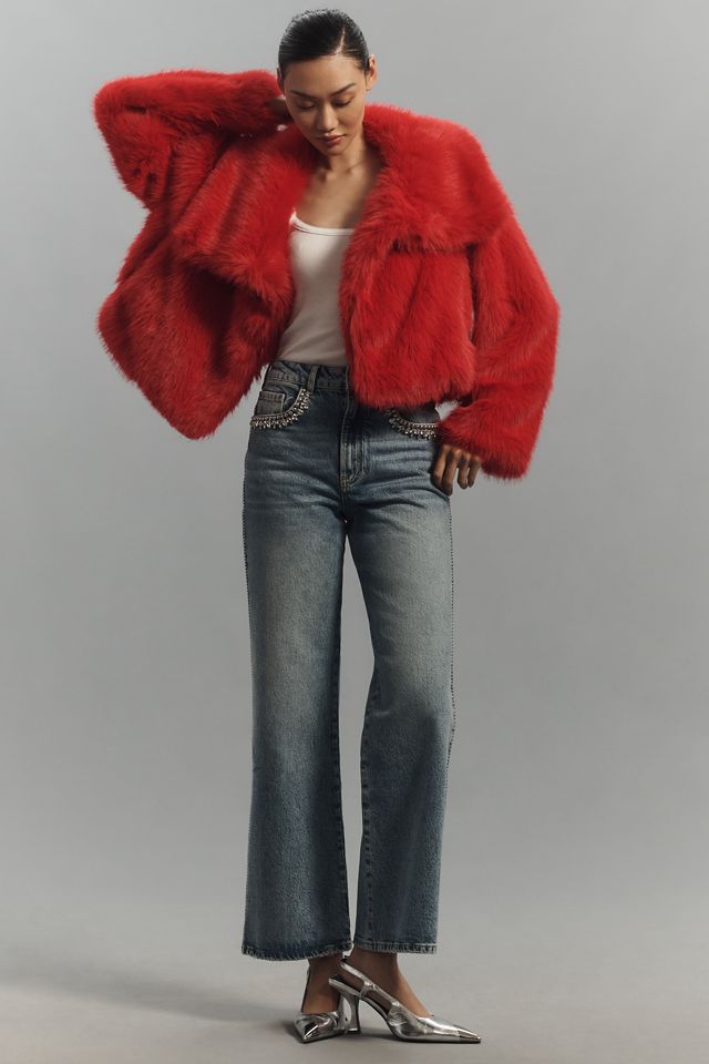 Maeve Faux-Fur Cropped Jacket #3