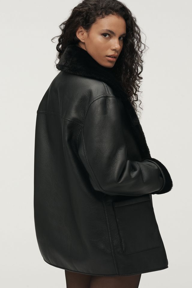 By Anthropologie Faux-Shearling Reversible Coat #1