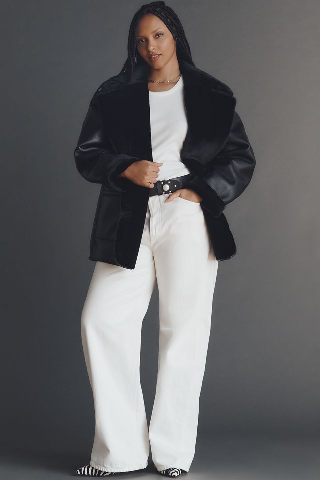 By Anthropologie Faux-Shearling Reversible Coat #7