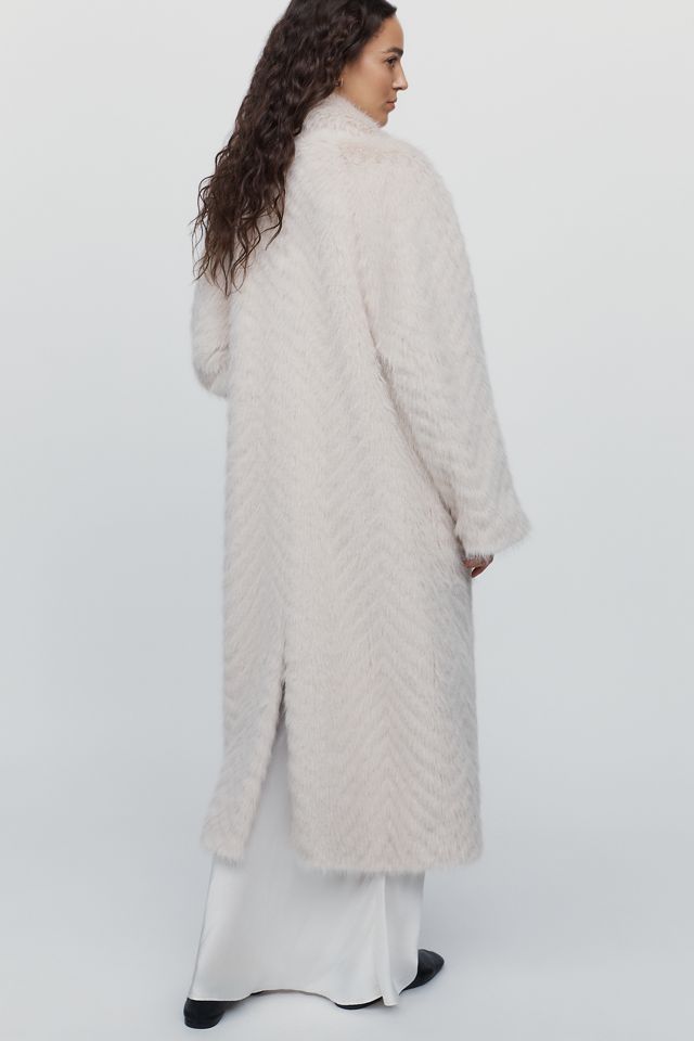 Maeve Faux-Fur Channeled Long Coat #3