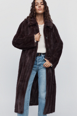 Maeve Faux Fur Channeled Long Coat | AnthroHome